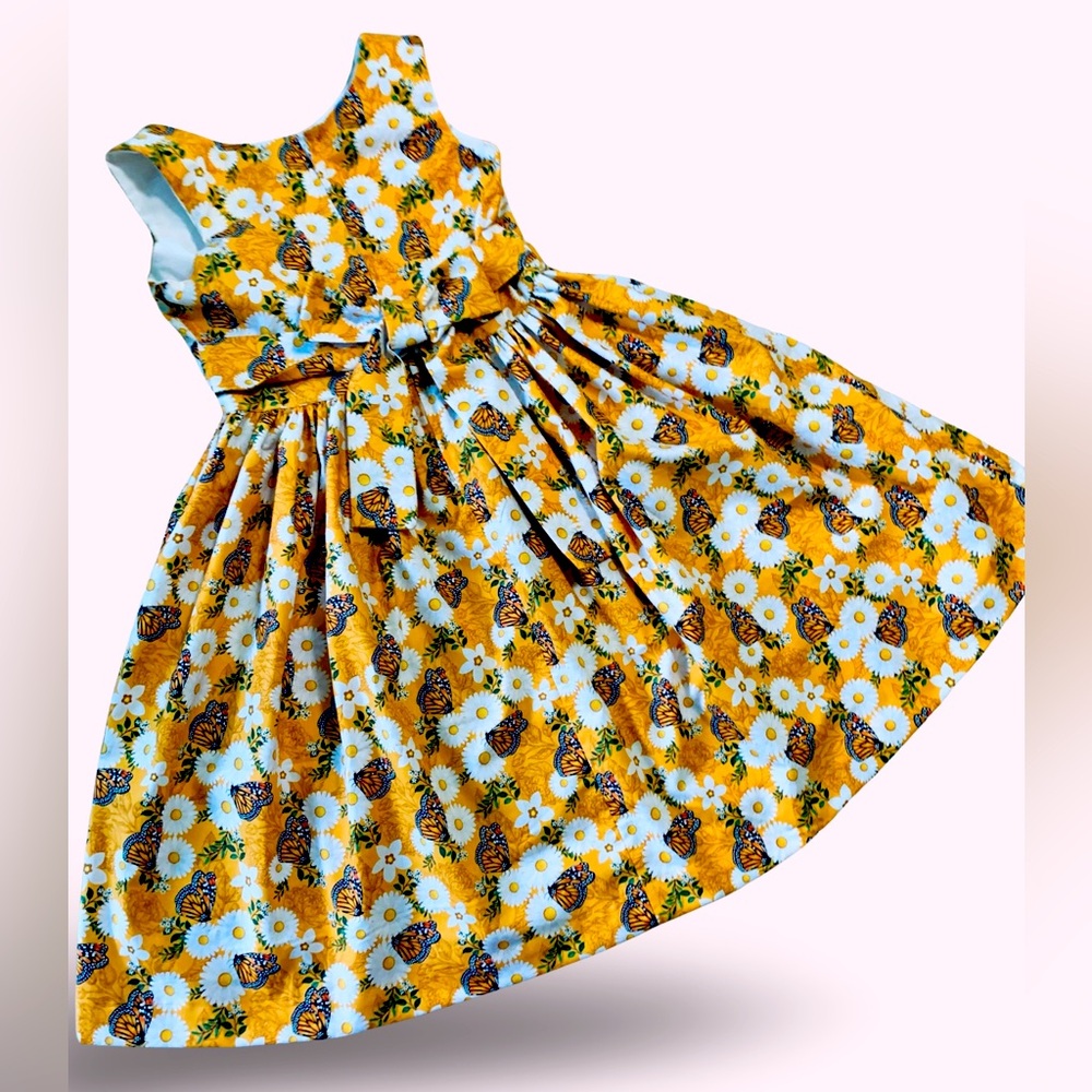 Miss Smarty Pants New Hand Crafted Butterfly Floral Dress Girls Size 12 - Picture 2 of 3